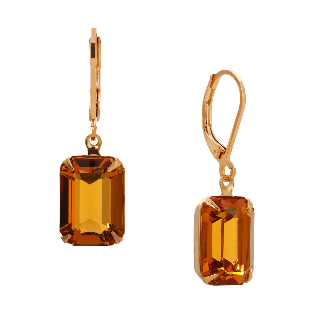 1928 Jewelry Golden Elegance Topaz Austrian Crystal Drop Earrings