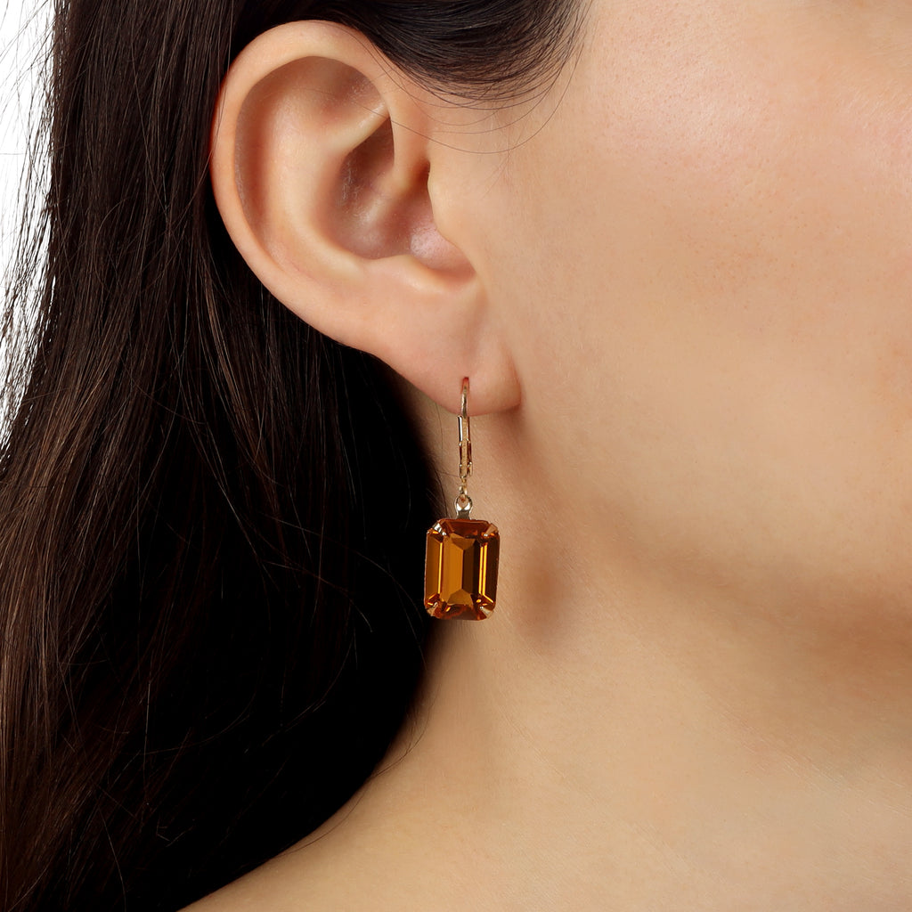 1928 jewelry golden elegance topaz austrian crystal drop earrings