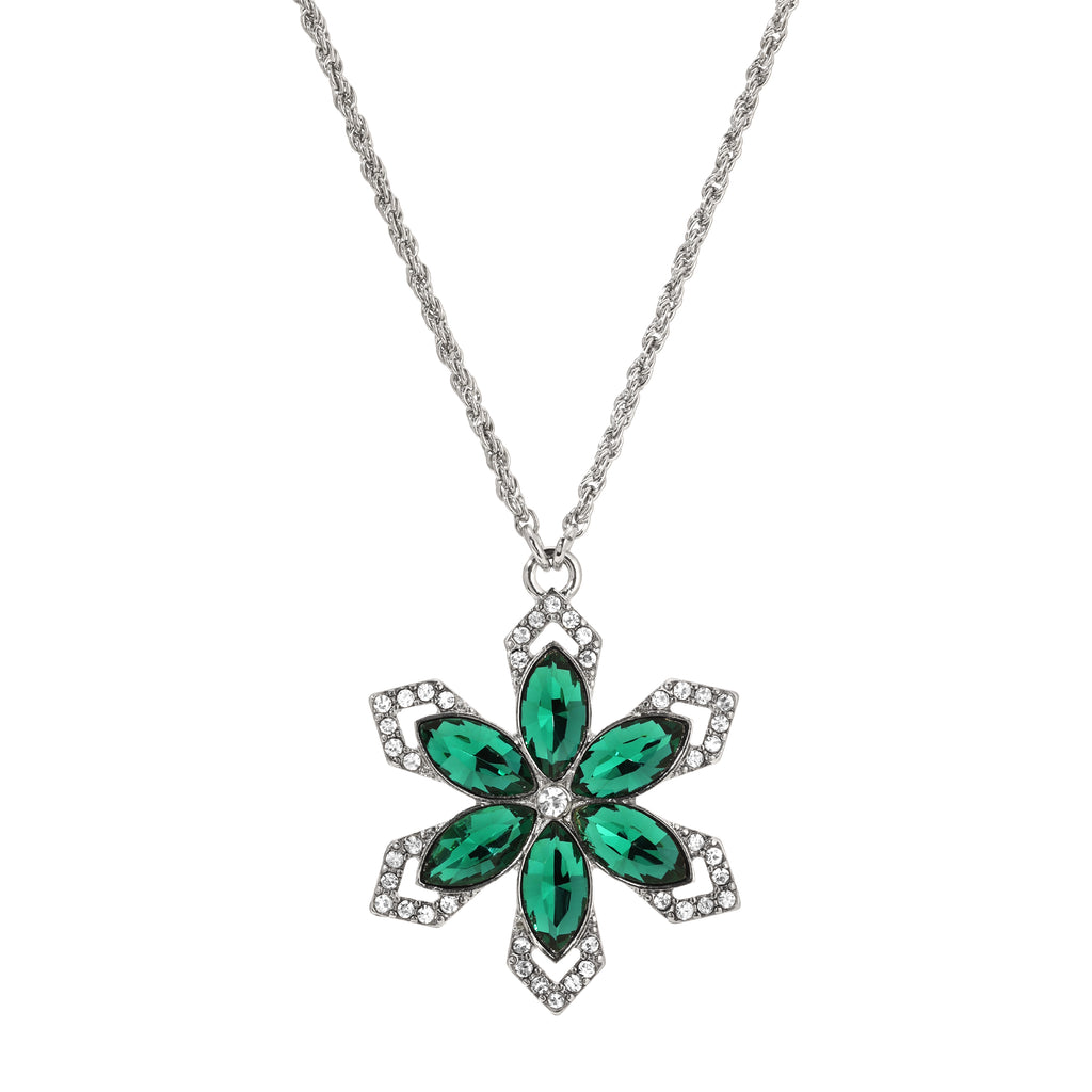 1928 jewelry grande crystal flower pendant necklace 16 3 extender
