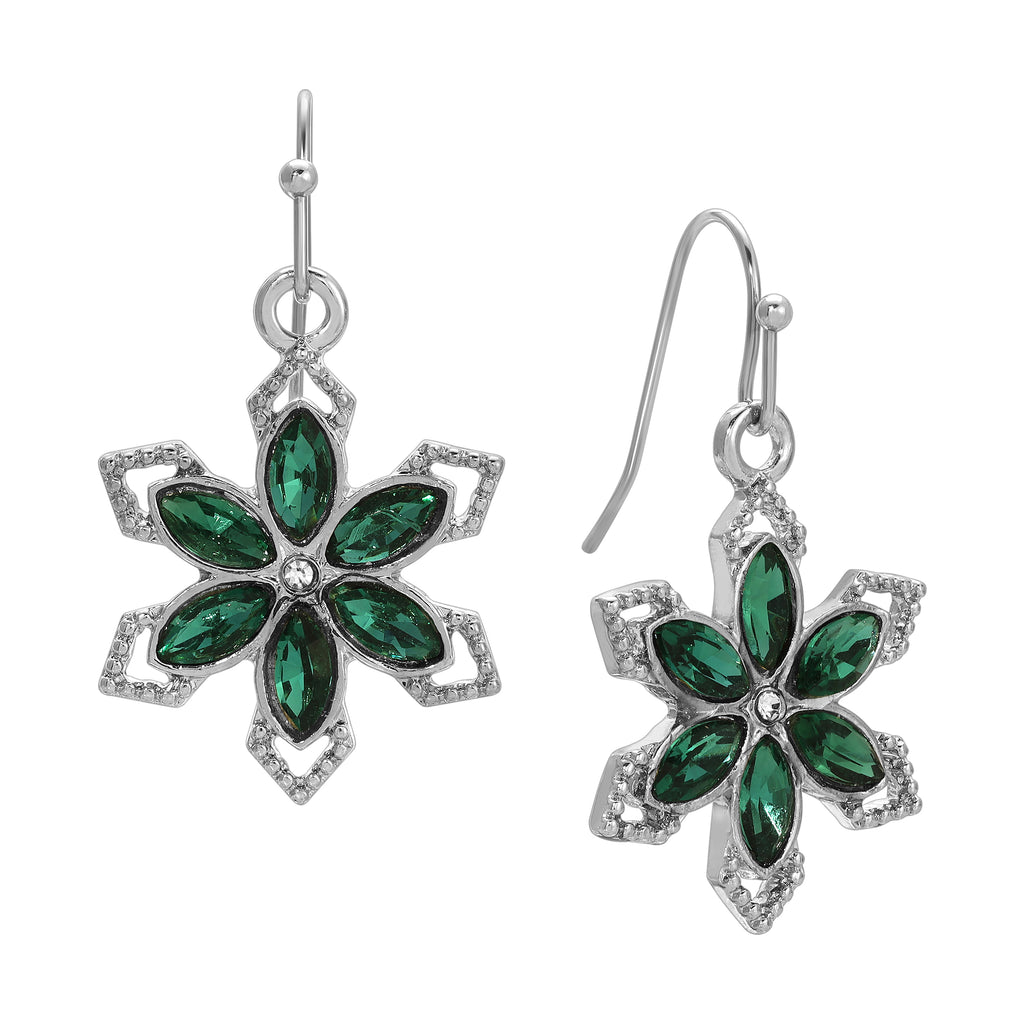 1928 jewelry crystal flower drop earrings