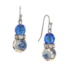 1928 Jewelry Blue Willow Sapphire Blue Glass Crystal Drop Earrings