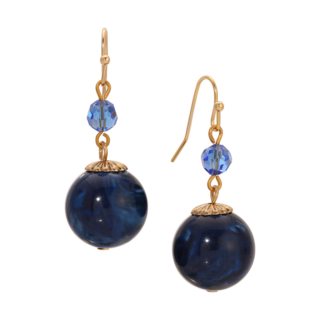 1928 Jewelry Twilight Blue Crystal And Bead Drop Earrings