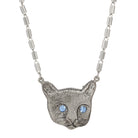 1928 Jewelry Meow Meow Blue Crystal Eyes Pendant Necklace 17"