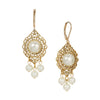 1928 Jewelry Luxuriant Filigree Faux Pearl Dangling Earrings