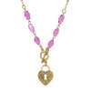 1928 Jewelry Amethyst Enigma Heart Padlock Pendant Toggle Necklace 18