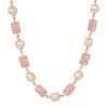 1928 Jewelry Peach Cracked Glass & Baroque Champagne Faux Pearl Necklace 15