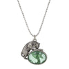 1928 Jewelry Whimsical Cat & Green Fish Pendant Ball Chain Necklace 18