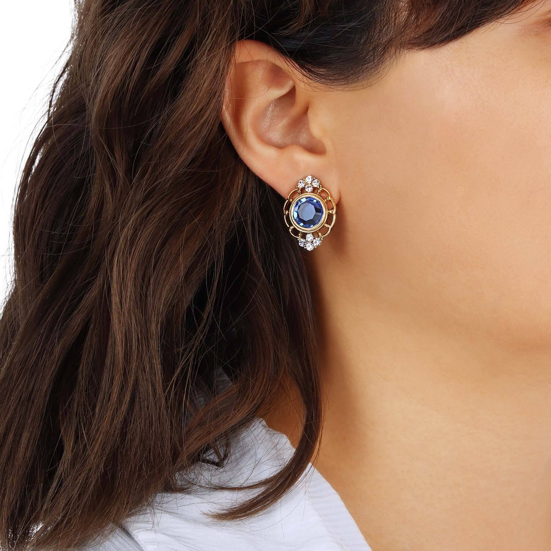 1928 Jewelry Sumptuous European Channel & Clear Crystal Post Drop Earrings