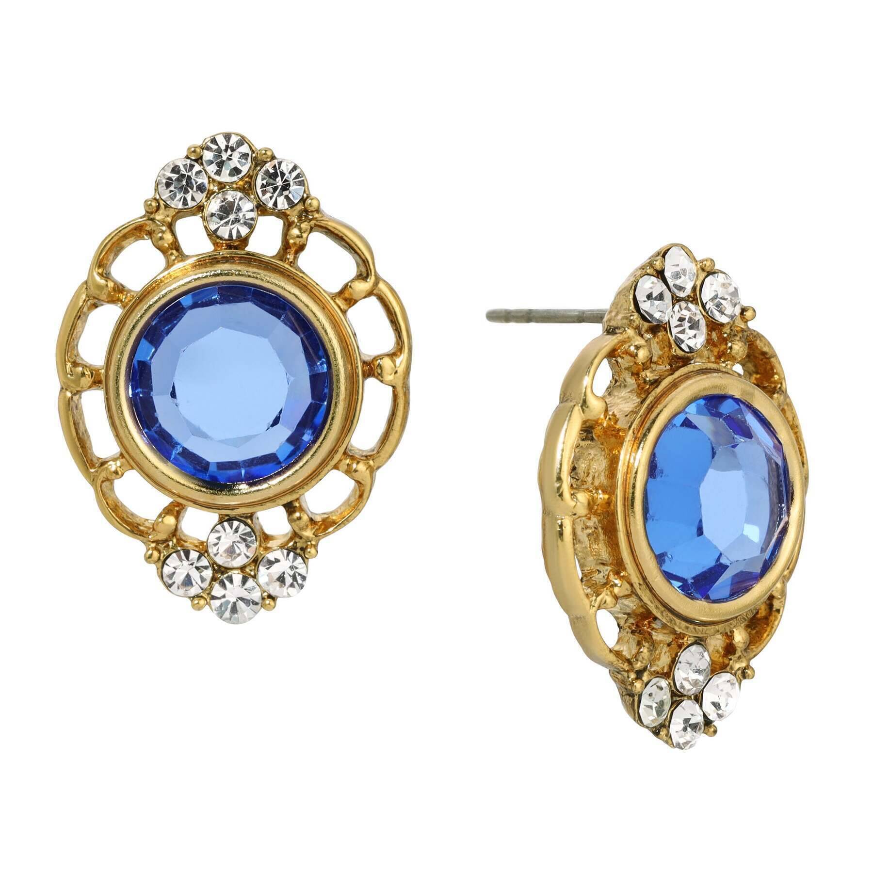 1928 Jewelry Sumptuous European Channel & Clear Crystal Post Drop Earrings