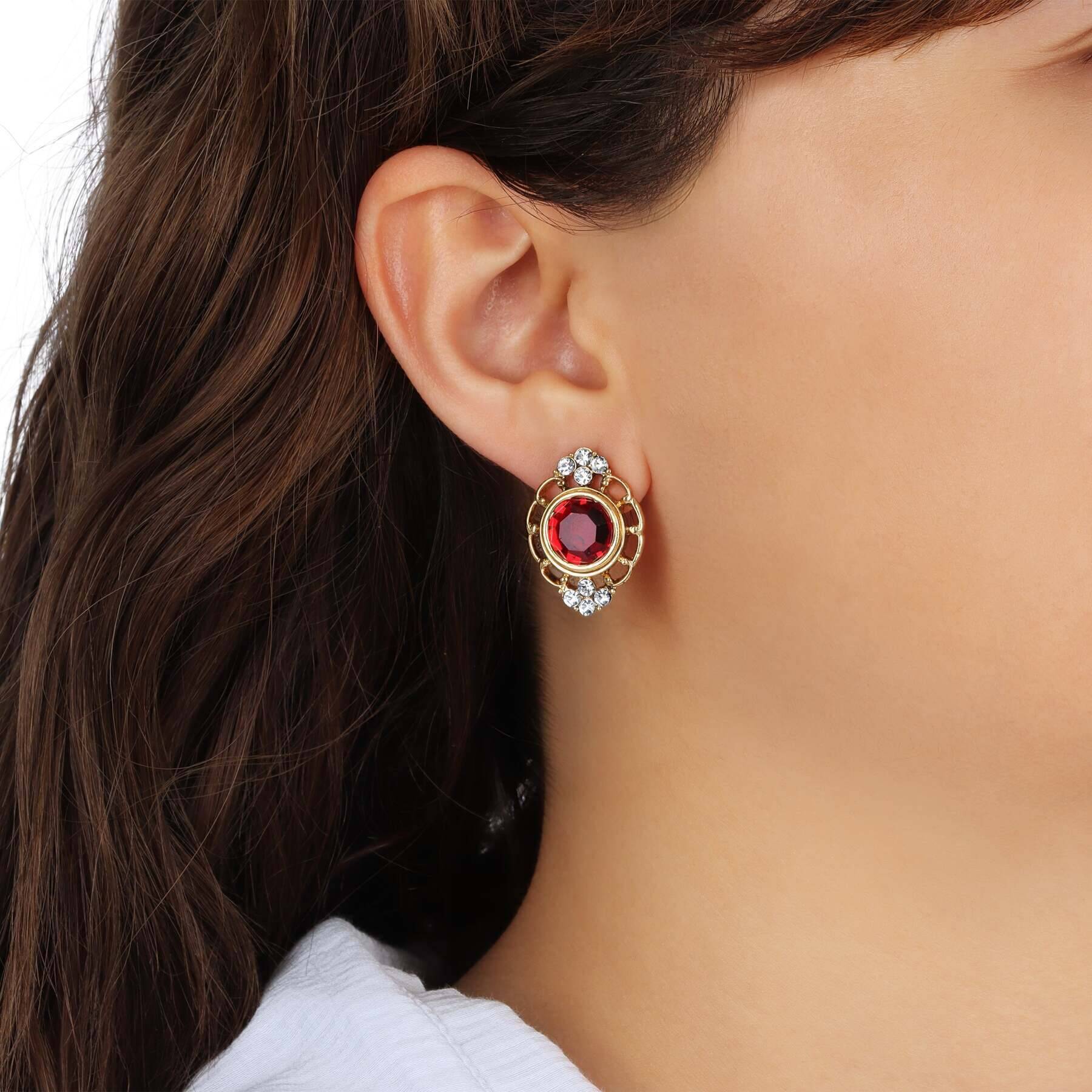 1928 Jewelry Sumptuous European Channel & Clear Crystal Post Drop Earrings