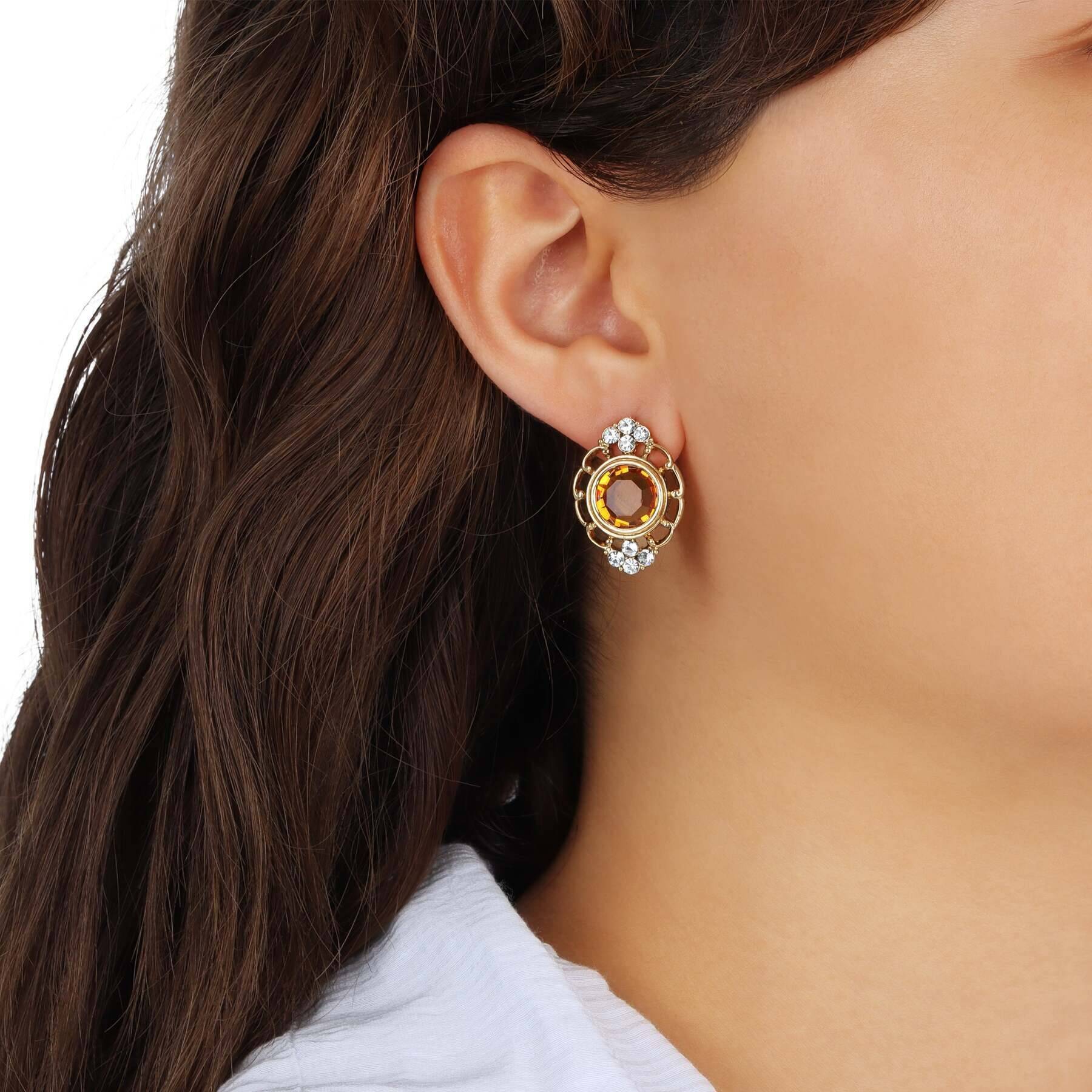 1928 Jewelry Sumptuous European Channel & Clear Crystal Post Drop Earrings