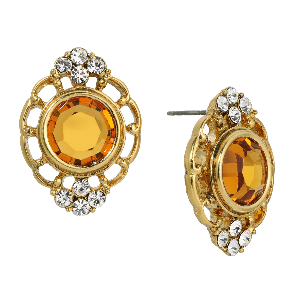 1928 Jewelry Sumptuous European Channel & Clear Crystal Post Drop Earrings