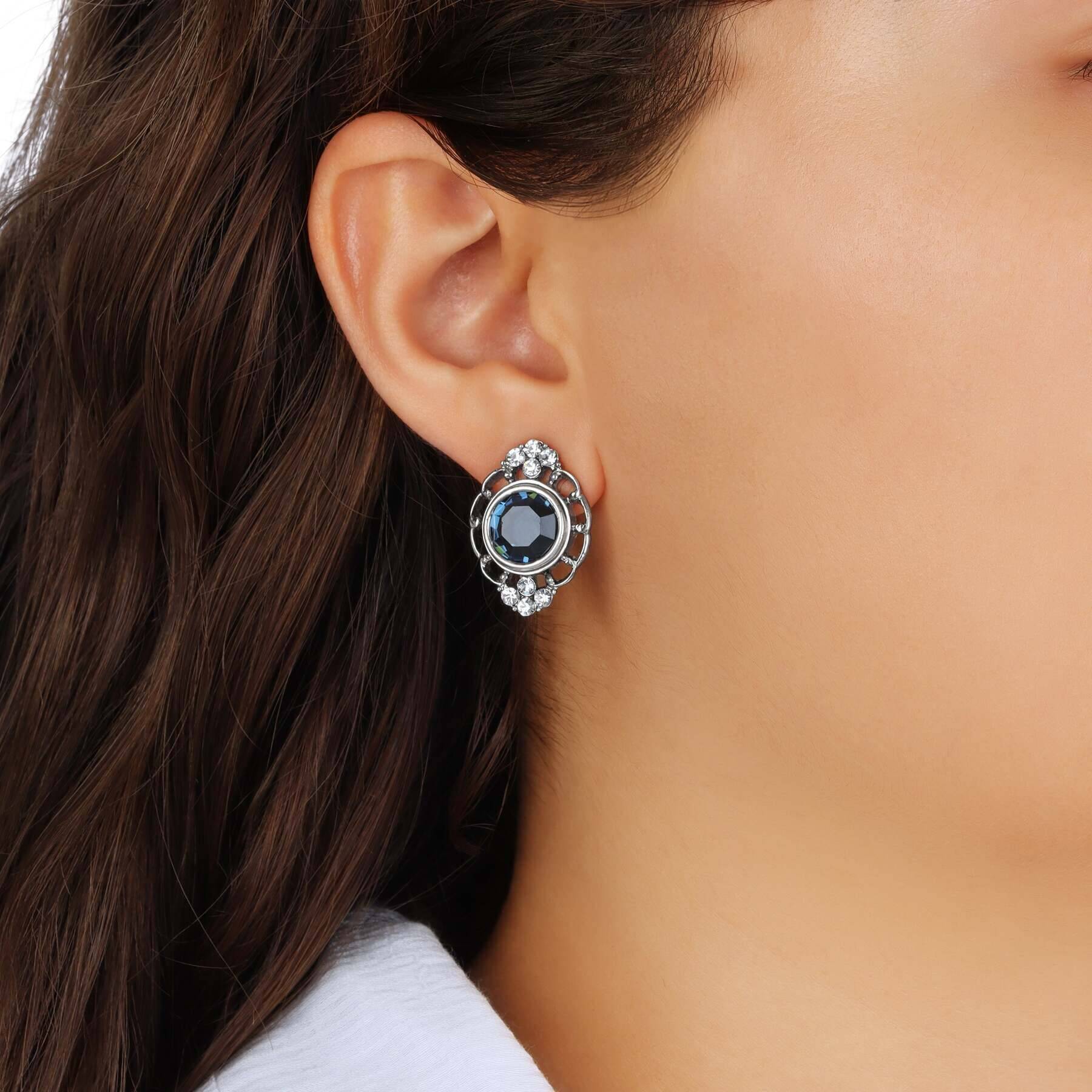 1928 Jewelry Sumptuous European Channel & Clear Crystal Post Drop Earrings