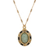 1928 Jewelry Oval Aventurine Gemstone Pendant Necklace 18