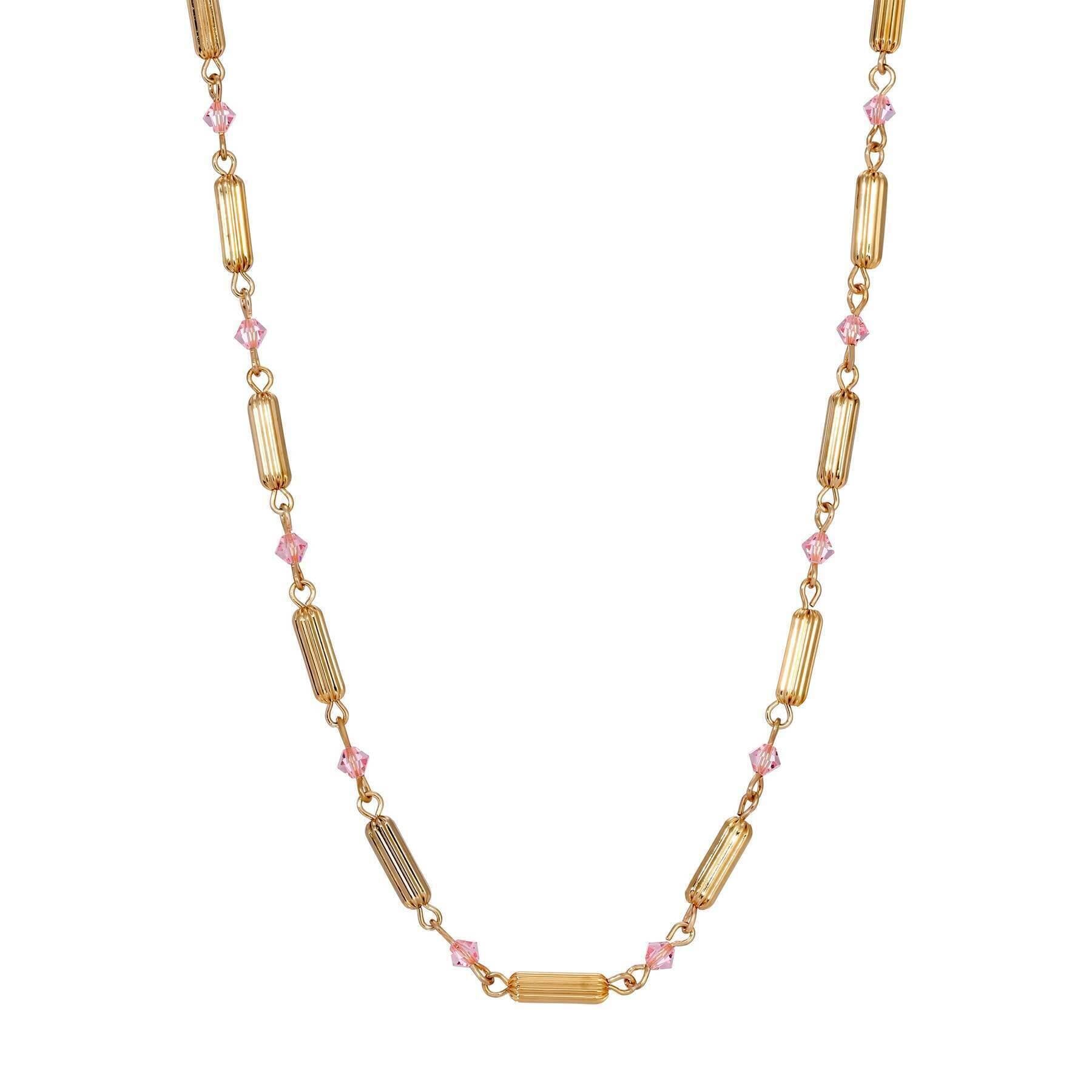 1928 Jewelry Gold Beaded Crystal Lantern Necklace 15" + 3" Extension