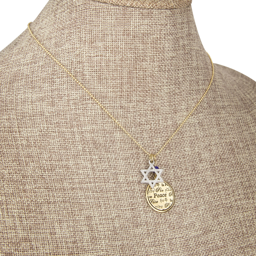 1928 jewelry star of david multilingual peace pendant necklace 16