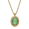 1928 Jewelry Celestial Green Oval Moonstone Peridot Crystal Pendant Necklace 22