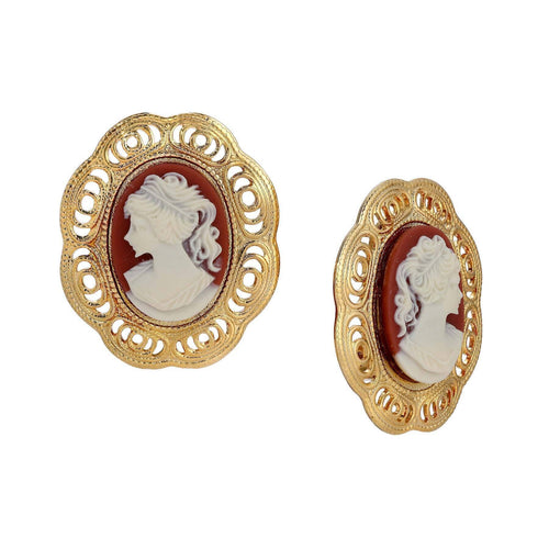 1928 Jewelry Victorian Grace Cameo Clip On Earrings| Non Pierced