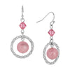 1928 Jewelry Roseate Paradise Rose Pink Crystal Twisted Hoop & Pink Bead Dangling Earrings