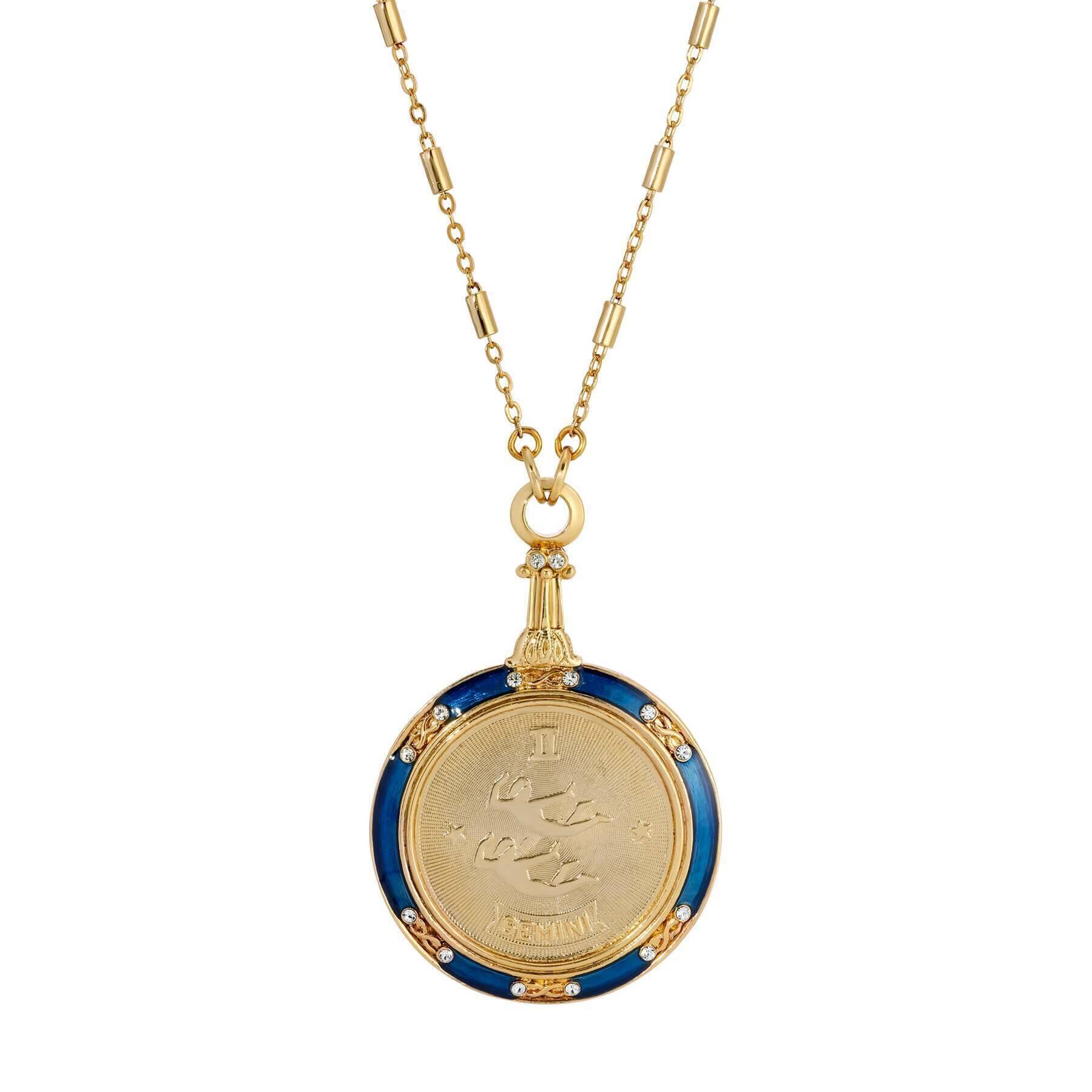 1928 Jewelry Astrological Sign Round Pendant Zodiac Necklace 28"