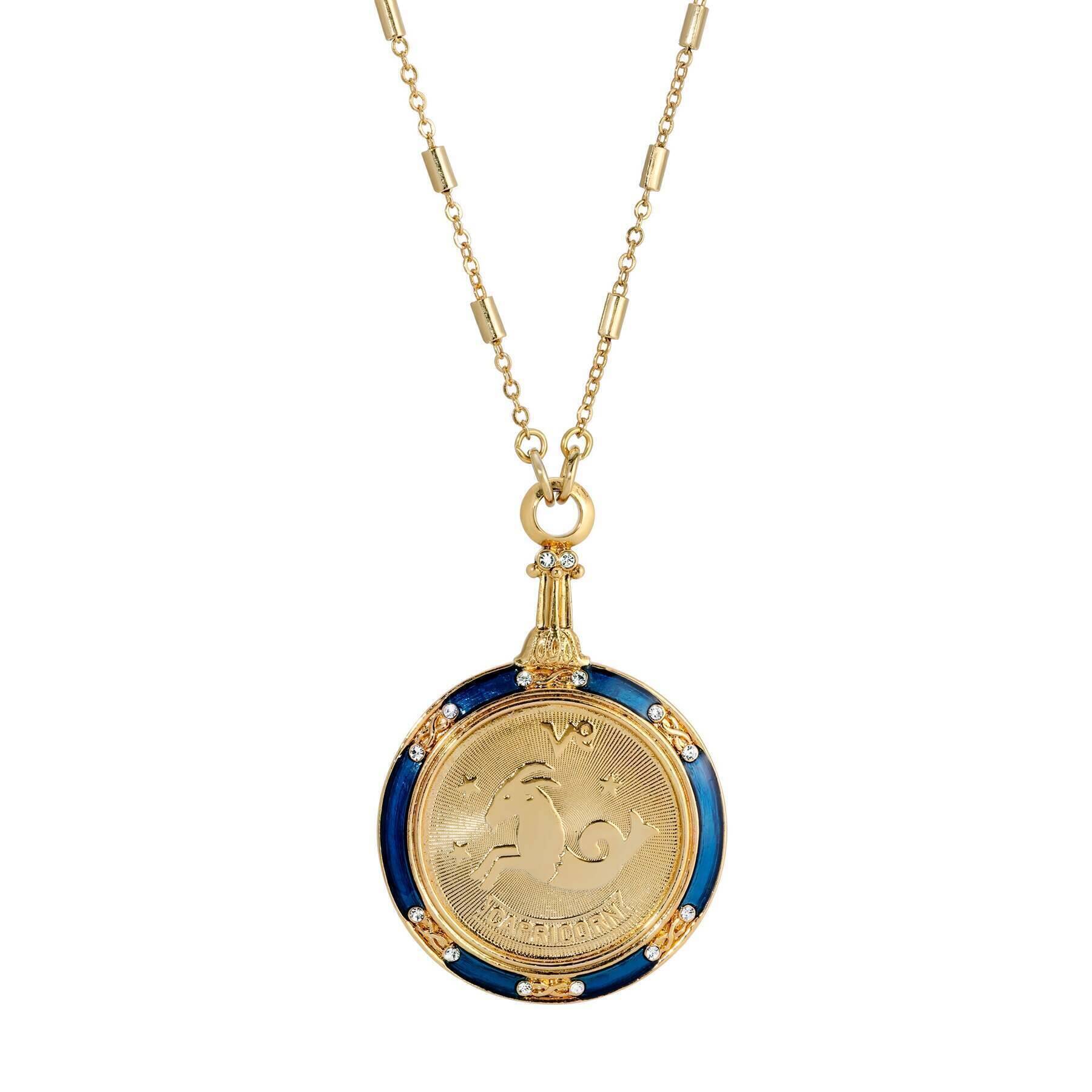 1928 Jewelry Astrological Sign Round Pendant Zodiac Necklace 28"