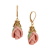 1928 Jewelry Pink Porcelain Rosebud Drop Earrings