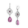 1928 Jewelry Four-Leaf Clover Amethyst Crystal Dangling Earrings
