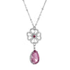 1928 Jewelry Four-Leaf Clover Amethyst Crystal Pendant Necklace 18