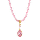 1928 Jewelry Rose Pink Austrian Crystal Pendant Necklace 16" + 3" Extension