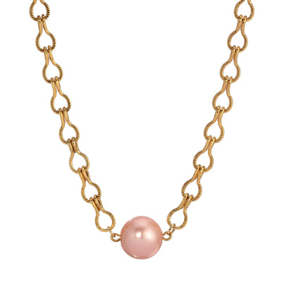 1928 Jewelry Round Raspberry Faux Pearl Ladder Chain Necklace 16