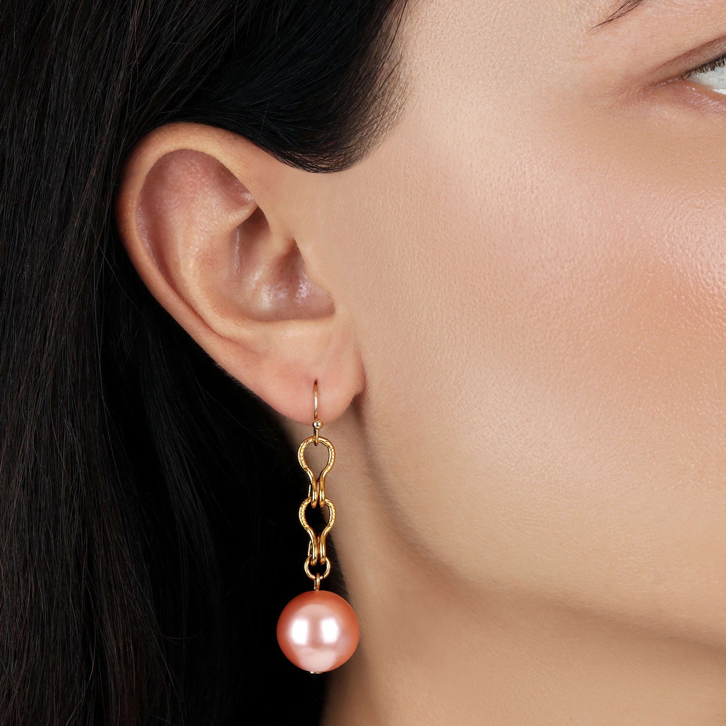 1928 Jewelry Round Raspberry Faux Pearl Ladder Chain Drop Earrings