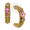 1928 Jewelry Heritage Crystal & Gold Half Hoop Earrings