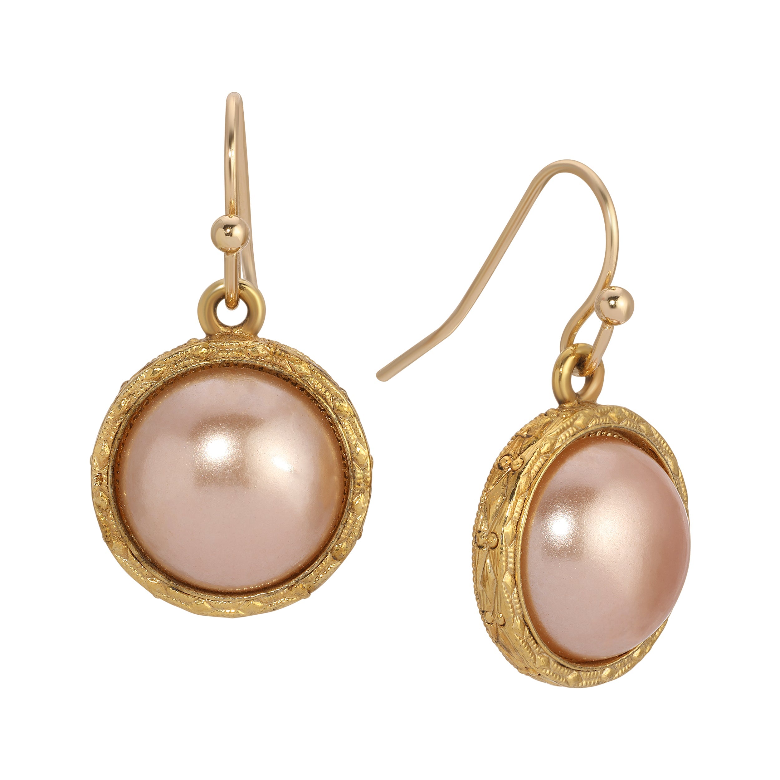 1928 Jewelry Rosabella Round Raspberry Stone Drop Earrings