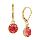 Classic Round Dark Pink Crystal Drop Earrings