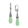 1928 Jewelry Peridot Crystal & Green Aventurine Gemstone Drop Earrings