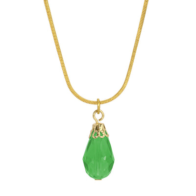1928 Jewelry Snake Chain Lux Glass Teardrop Pendant Necklace 15