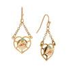 1928 Jewelry Porcelain Rose Dangling Heart Earrings