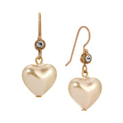 1928 Jewelry Puffed Faux Pearl Heart Drop Earrings