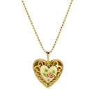 1928 Jewelry Artisan Red Rose Heart Pendant Necklace 18"