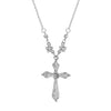 1928 Jewelry Flower Cross Silver Crystal Pendant Necklace 16