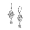 1928 Jewelry Crystal Flower Cluster Dangling Earrings