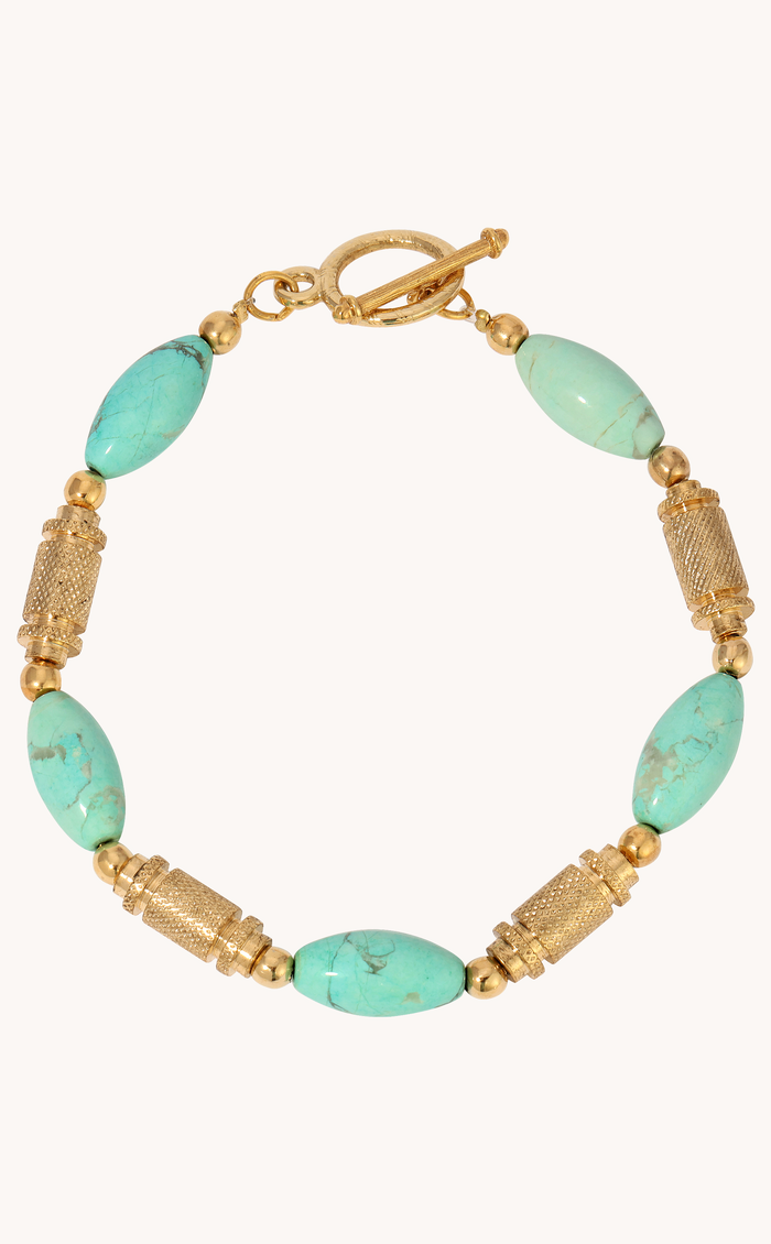 Genuine Gemstone & Gold Beaded. Bracelet
