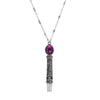 1928 Jewelry Oval Stone Etched Whistle Pendant Necklace 28