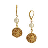 1928 Jewelry Round Filigree Spear And Faux Pearl Symphony Dangling Earrings