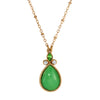 1928 Jewelry Peridot Crystal and Green Pear Shape Moonstone Pendant Necklace 16