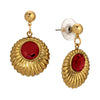 1928 Jewelry Scalloped Medallion Stone Post Back Drop Earrings