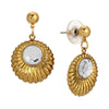 1928 Jewelry Scalloped Medallion Stone Post Back Drop Earrings