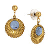 1928 Jewelry Scalloped Medallion Stone Post Back Drop Earrings