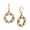 1928 Jewelry Porcelain Rose & Faux Pearl Flowers Drop Earrings