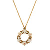 1928 Jewelry Porcelain Rose & Faux Pearl Flowers Pendant Necklace 16